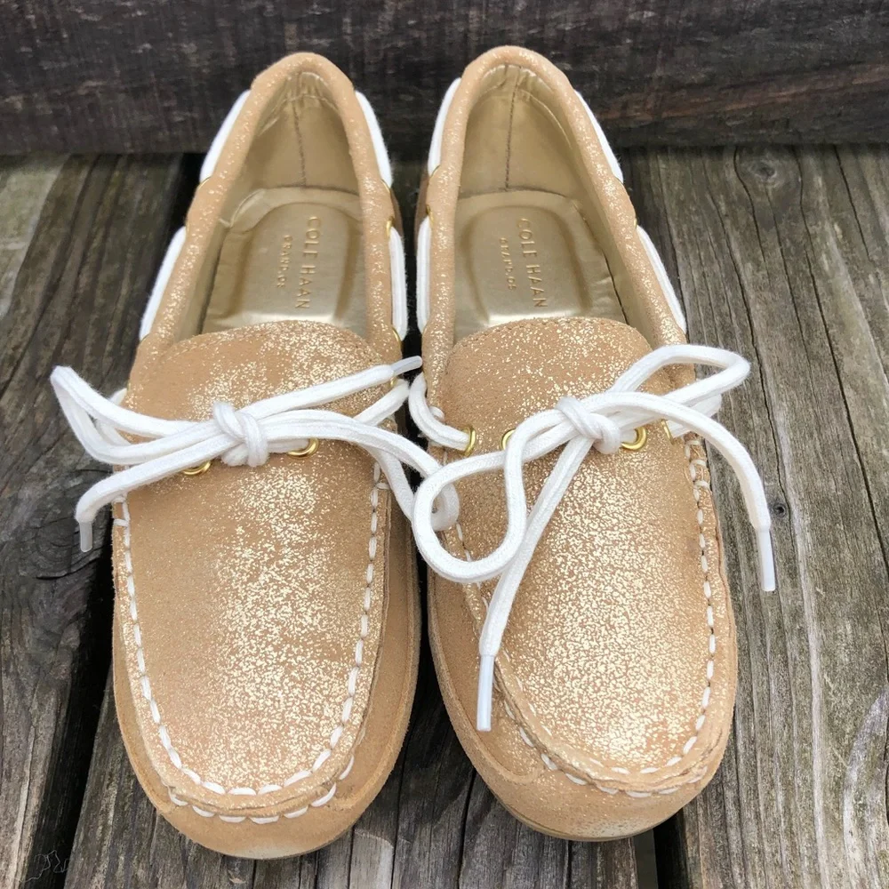 - Cole Haan Gold Leather Moccasins SZ 3! NEW!